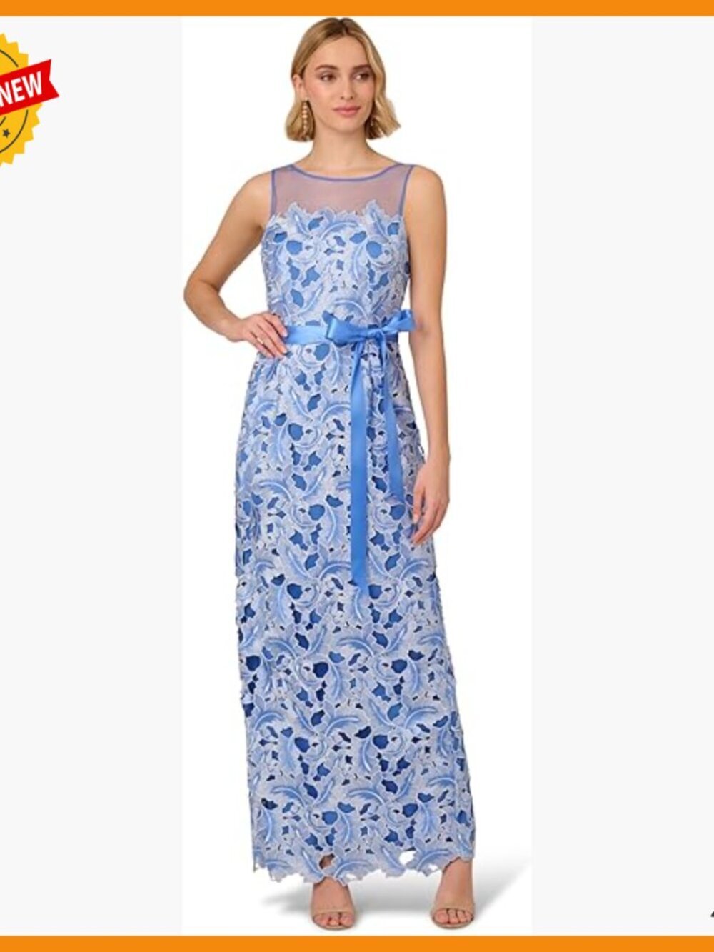 Tonal Lace Cocktail Dress with V-Back and Slit Skirt